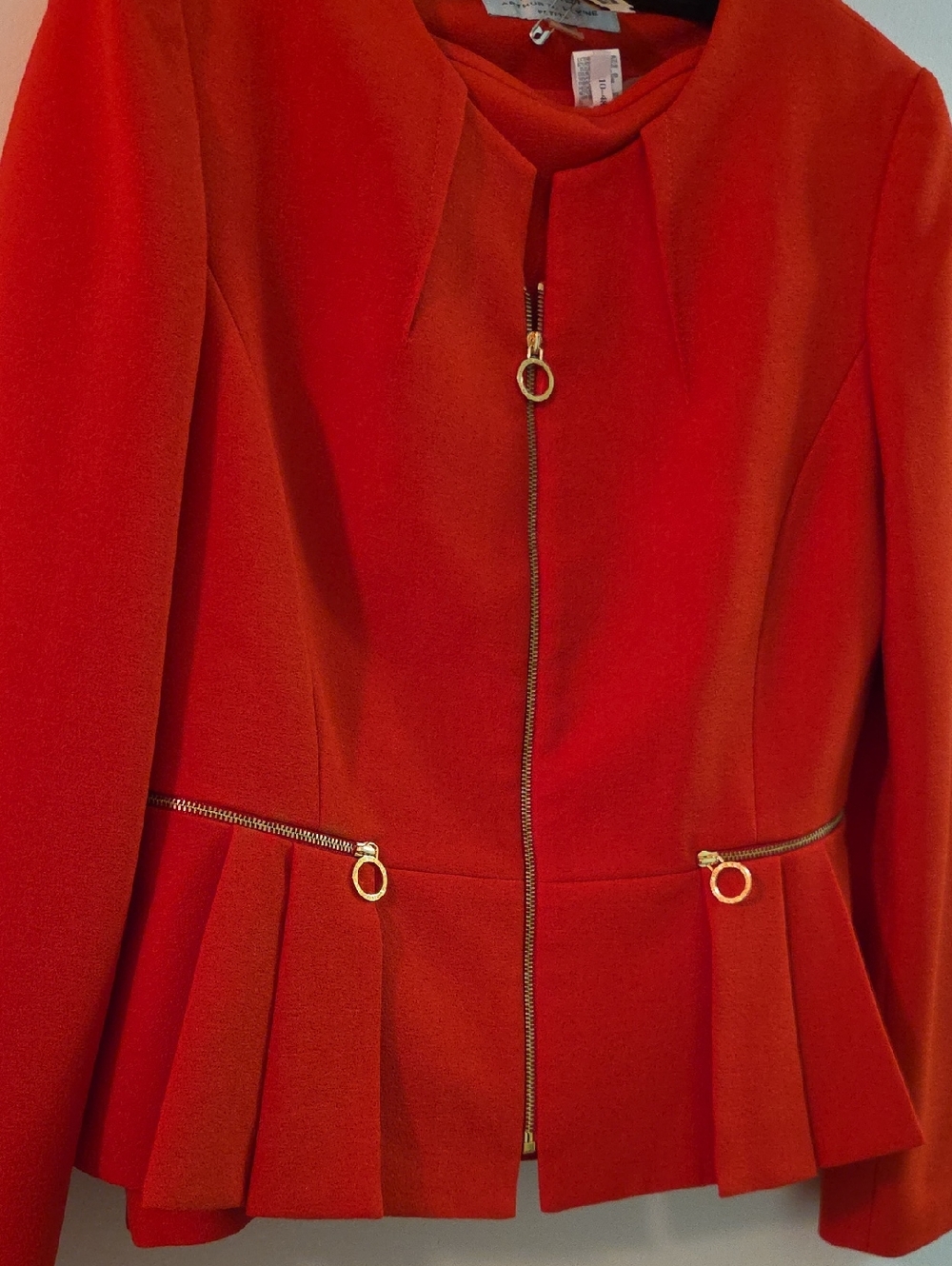 Women's Red Peplum Zip Jacket - Tahari Suit